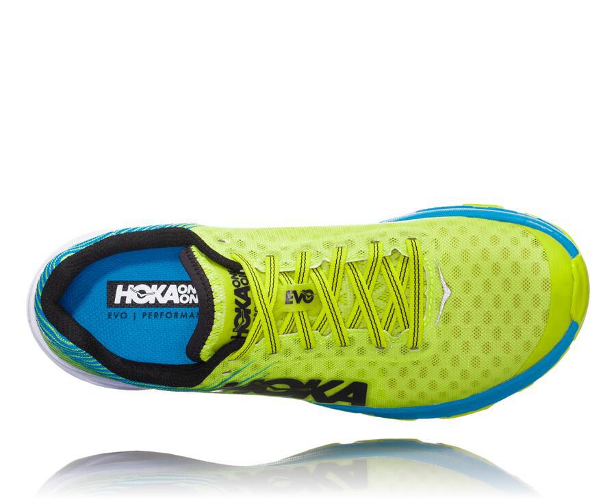 Chaussure Running Hoka One One Evo Carbon Rocket Homme - Vert/Bleu - QHU-791054